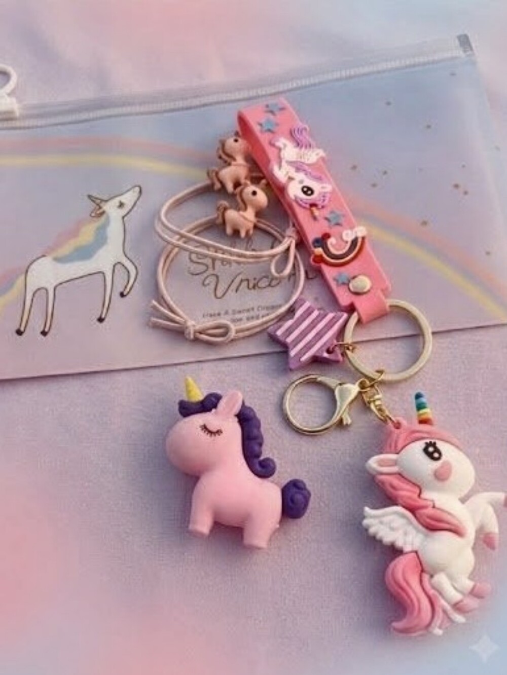 Cute Unicorn Keychain Set - Pink & Purple Kids Accessories